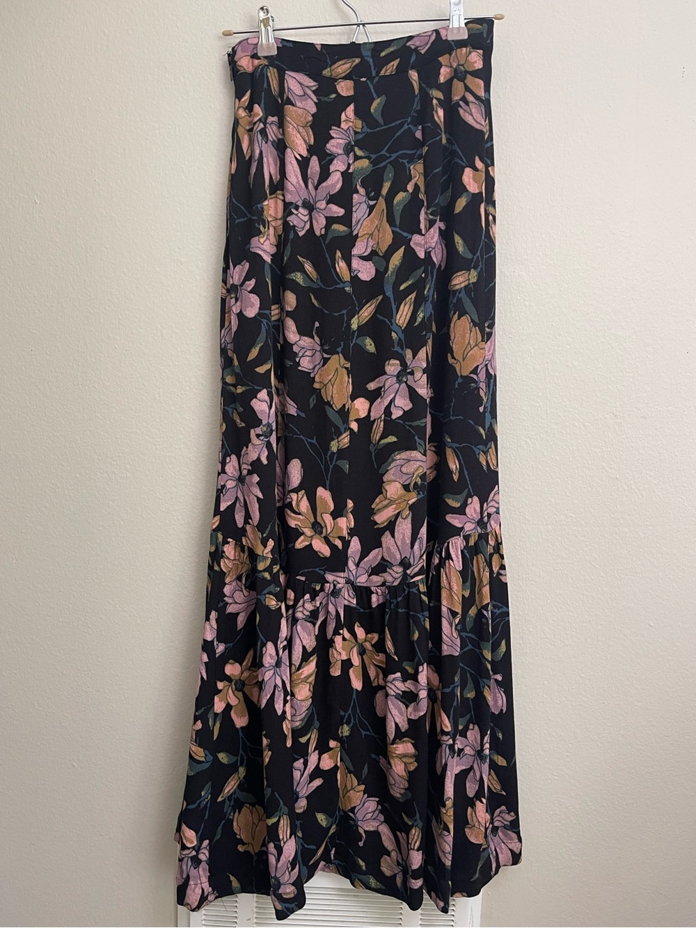 Free People Button Front Floral Maxi Skirt Romantic Boho Chic Cottagecore sz 0 - Picture 4 of 10